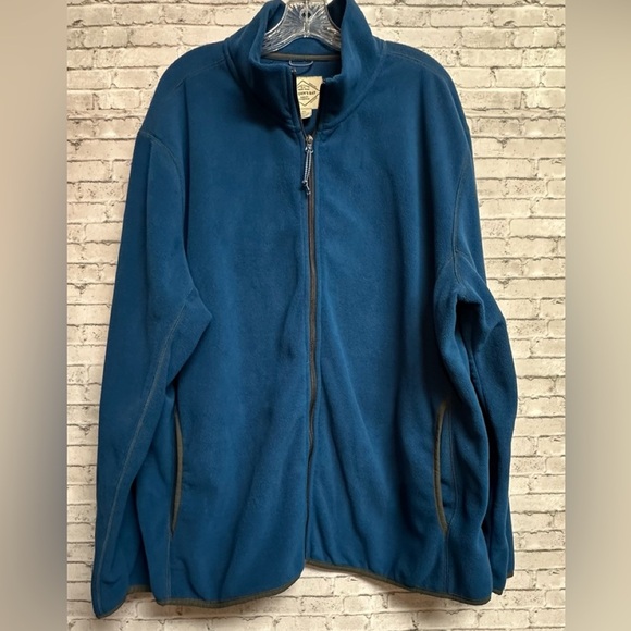 St John’s Bay Men's XXL Blue Full Zip Jacket Fleece Long Sleeve Pockets Mock - Picture 3 of 5